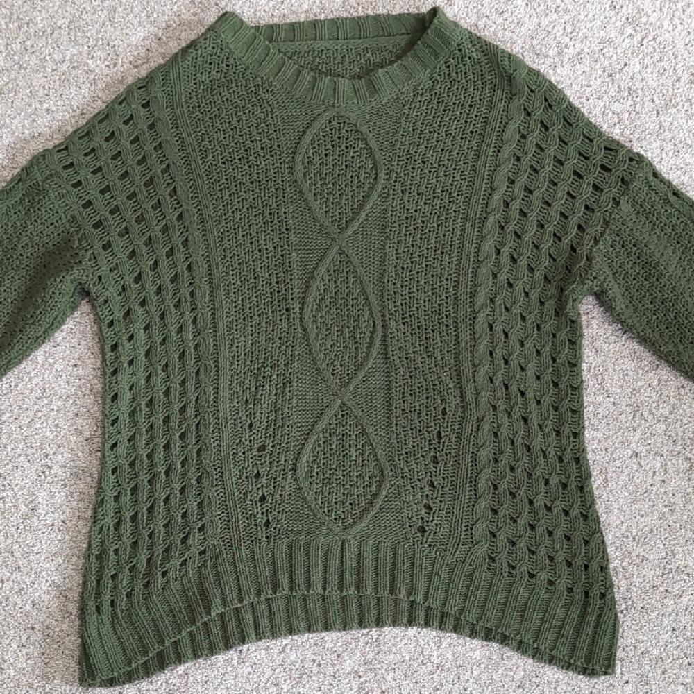 Green Knit Sweater-Size Large